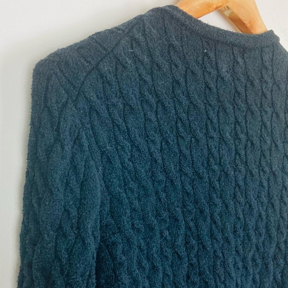 J. Crew Odette cable knit lady jacket sweater in black with gold buttons. Small - Picture 4 of 7